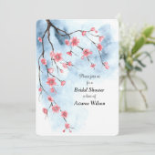 Japanse Sakura Bloesems Branch Blauwe lucht Aankondiging (Staand voorkant)