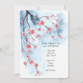 Japanse Sakura Bloesems Branch Blauwe lucht Aankondiging (Achterkant)