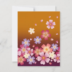 Japanse Sakura Bloesems Goud & Pruim Notitiekaartje