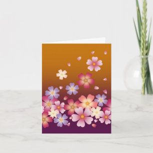 Japanse Sakura Bloesems Goud & Pruim Notitiekaartje
