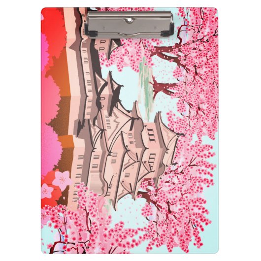 Japanse Sakura Castle Art – Cherry Blossom Spring Klembord (Voorkant)