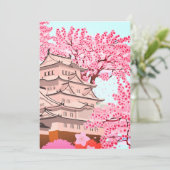 Japanse Sakura Castle Art – Cherry Blossom Spring Save The Date (Staand voorkant)