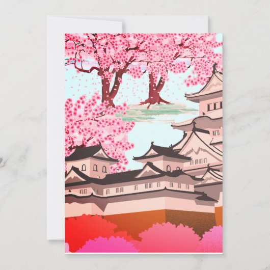 Japanse Sakura Castle Art – Cherry Blossom Spring Save The Date (Achterkant)