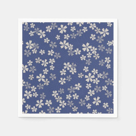 Japanse sakura cherry bloesem blauw wit servet (Voorkant)
