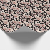Japanse sakura cherry bloesem roze en zwart cadeaupapier (Hoek)