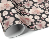 Japanse sakura cherry bloesem roze en zwart cadeaupapier (Rol Hoek)