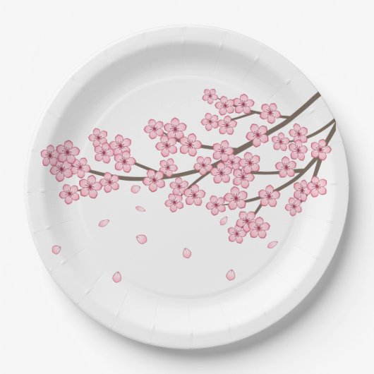 Japanse Sakura Cherry Blossom Branch Papieren Bordje (Voorkant)