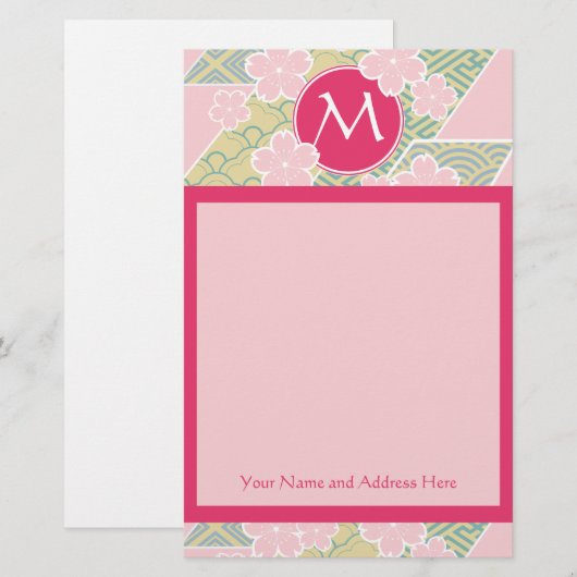Japanse Sakura Cherry Blossom Geometric Patronen Briefpapier (Voorkant / Achterkant)