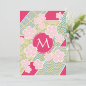 Japanse Sakura Cherry Blossom Geometric Patronen Kaart (Staand voorkant)