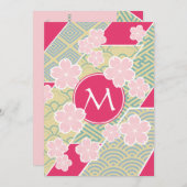 Japanse Sakura Cherry Blossom Geometric Patronen Kaart (Voorkant / Achterkant)