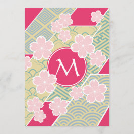 Japanse Sakura Cherry Blossom Geometric Patronen Kaart