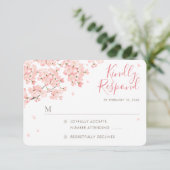 Japanse Sakura Cherry Blossom Wedding RSVP-kaarten Kaart (Staand voorkant)