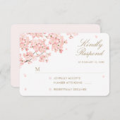 Japanse Sakura Cherry Blossom Wedding RSVP Kaartje (Voorkant / Achterkant)