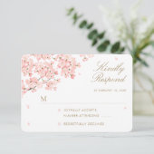 Japanse Sakura Cherry Blossom Wedding RSVP Kaartje (Staand voorkant)