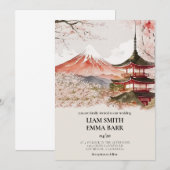 Japanse Sakura Cherry Blossom Wedding Uitnodiging (Voorkant / Achterkant)