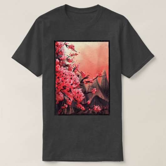 Japanse Sakura Cherry Blossom Woodblock Art print T-shirt (Design voorkant)