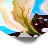 Japanse Sakura Cherry Tree Flowers in Aqua Blue Poster (Hoek)