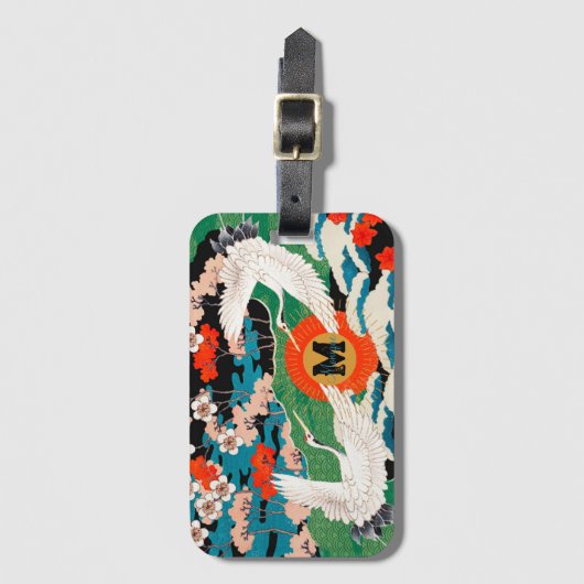  Japanse Sakura en rode kruid kranen Bagagelabel (Voorkant (verticaal))