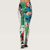  Japanse Sakura en rode kruid kranen Leggings (Achterkant)