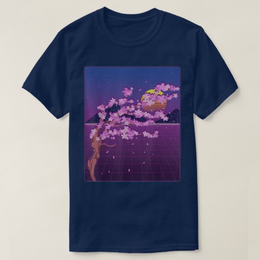 Japanse Sakura Flower Sunset Vaporwave Cherry Blo T-shirt (Design voorkant)