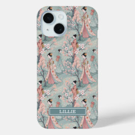 Japanse Sakura Geisha Patroon Monogram iPhone 15 Case