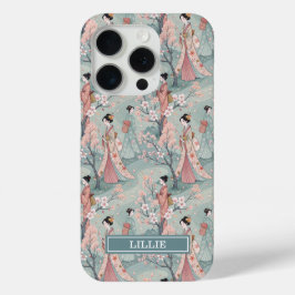 Japanse Sakura Geisha Patroon Monogram iPhone 15 Pro Case