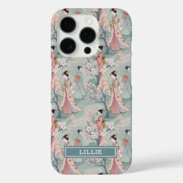 Japanse Sakura Geisha Patroon Monogram iPhone 16 Pro Hoesje
