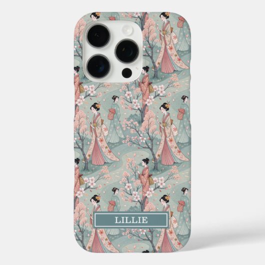 Japanse Sakura Geisha Patroon Monogram Case-Mate iPhone Case (Achterkant)