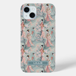 Japanse Sakura Geisha Patroon Monogram iPhone 15 Mini Hoesje