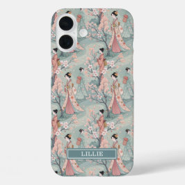 Japanse Sakura Geisha Patroon Monogram iPhone 16 Plus Hoesje