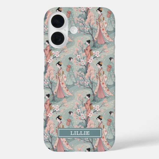 Japanse Sakura Geisha Patroon Monogram Case-Mate iPhone Case (Achterkant)