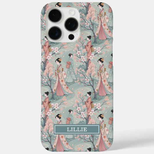 Japanse Sakura Geisha Patroon Monogram Case-Mate iPhone Case (Achterkant)