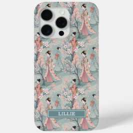 Japanse Sakura Geisha Patroon Monogram Hoesje- iPhone 15 Pro Max Hoesje