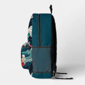 Japanse Sakura Golven Navy Monogram Naam Rugzak (Rechts)