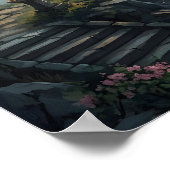 Japanse Sakura in het maanlicht Poster (Hoek)