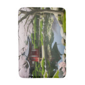 Japanse Sakura Kersenbloesem Tuin Schrijn Vijver Badmat (Voorkant Verticaal)