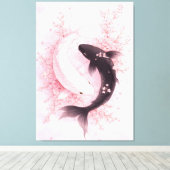 Japanse Sakura Koi Canvas Afdruk (Insitu (Houten vloer))