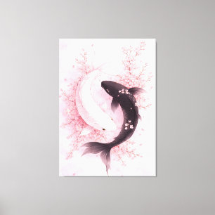 Japanse Sakura Koi Canvas Afdruk