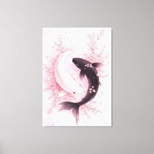 Japanse Sakura Koi Canvas Afdruk (Voorkant)