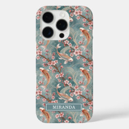 Japanse Sakura Koi Vis Patroon Monogram iPhone 16 Pro Hoesje