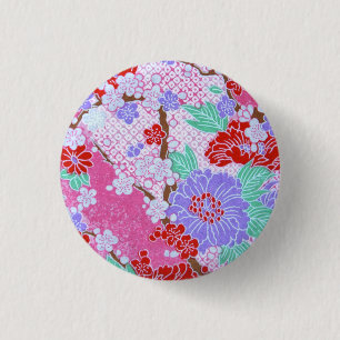 Japanse Sakura Pattern Button