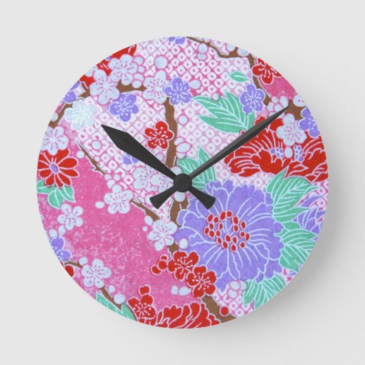 Japanse Sakura Pattern-klok Ronde Klok (Voorkant)