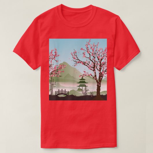 Japanse Sakura roze bloemkool Japanse boom Cherry T-shirt (Design voorkant)