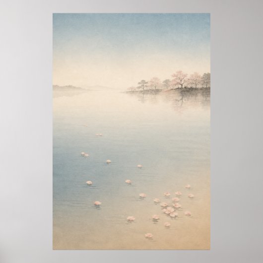 Japanse Sakura-tempel Japandi-muurkunstposter Poster (Voorkant)