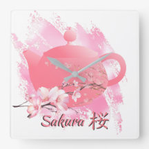 Japanse Sakura-theepot wandklok 