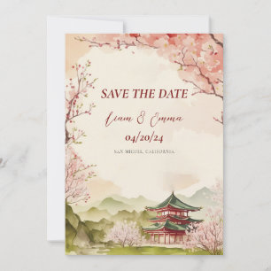 Japanse Sakura Traditionele Save The Date Kaart