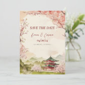 Japanse Sakura Traditionele Save The Date Kaart (Staand voorkant)