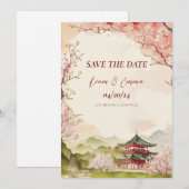 Japanse Sakura Traditionele Save The Date Kaart (Voorkant / Achterkant)