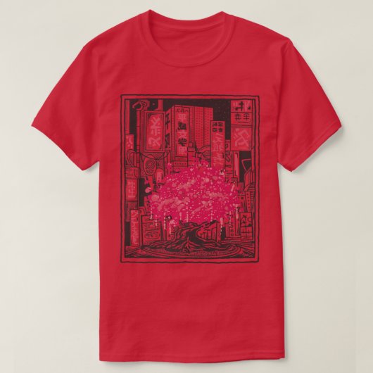 Japanse Sakura Tree City T-shirt (Design voorkant)