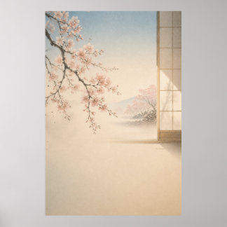 Japanse Sakura Tuin Japandi Muur Kunst Poster